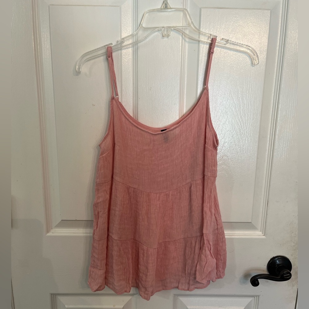 H&M Sheer Pink Tiered Babydoll Top